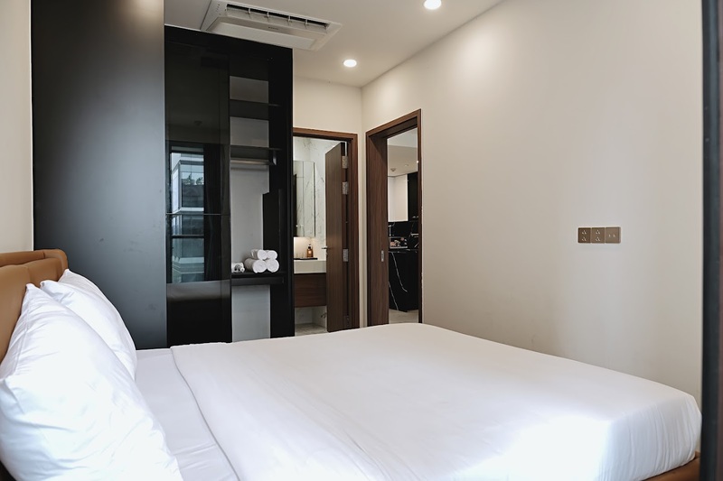Phòng ngủ trong căn hộ tại The Galleria Metropole Thủ Thiêm